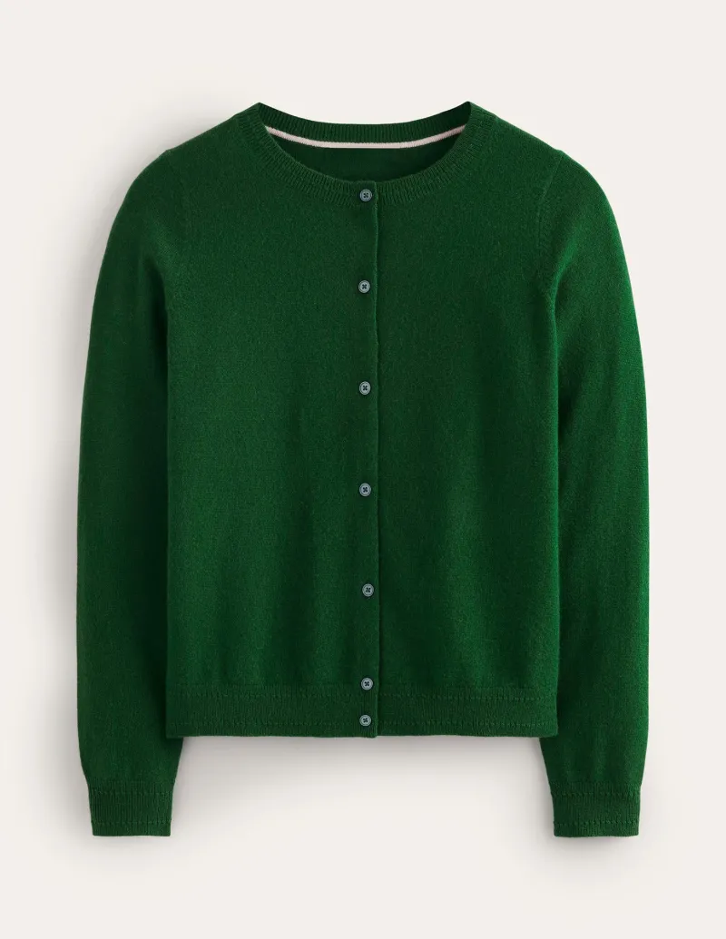 Pullover & Strickjacken | Boden Eva Kaschmir-Strickjacke mit Rundhalsausschnitt- Kieferngrün