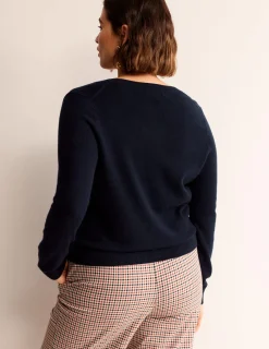 Pullover & Strickjacken | Boden Eva Kaschmir-Strickjacke mit Rundhalsausschnitt- Marineblau