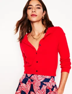 Pullover & Strickjacken | Boden Eva Verkürzte Strickjacke aus Kaschmir- Mohnblumenrot