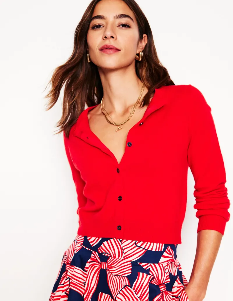 Pullover & Strickjacken | Boden Eva Verkürzte Strickjacke aus Kaschmir- Mohnblumenrot