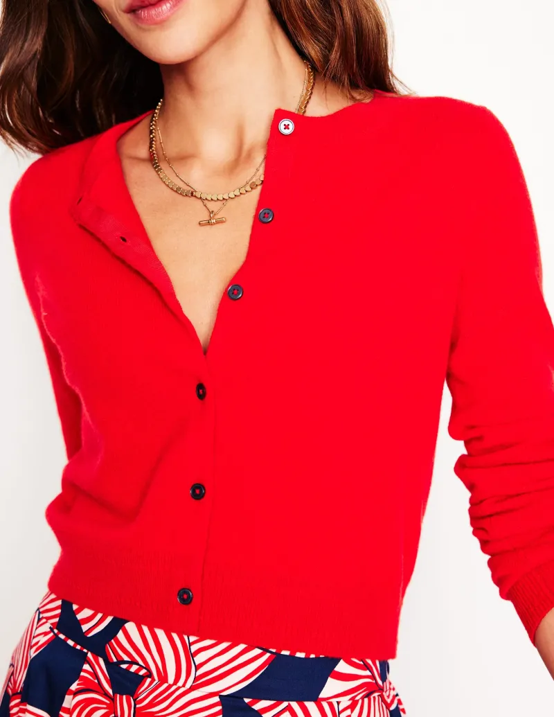 Pullover & Strickjacken | Boden Eva Verkürzte Strickjacke aus Kaschmir- Mohnblumenrot