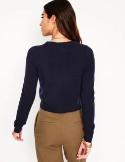 Pullover & Strickjacken | Boden Eva Verkürzte Strickjacke aus Kaschmir- Marineblau