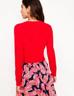 Pullover & Strickjacken | Boden Eva Verkürzte Strickjacke aus Kaschmir- Mohnblumenrot