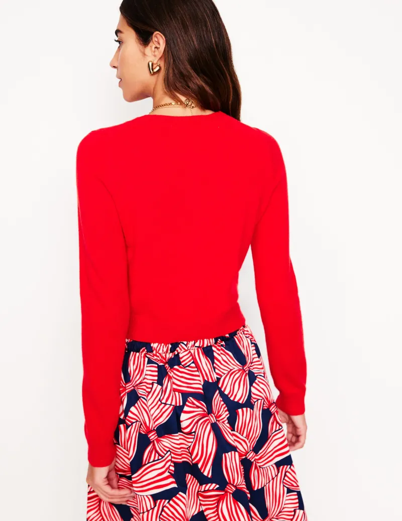 Pullover & Strickjacken | Boden Eva Verkürzte Strickjacke aus Kaschmir- Mohnblumenrot