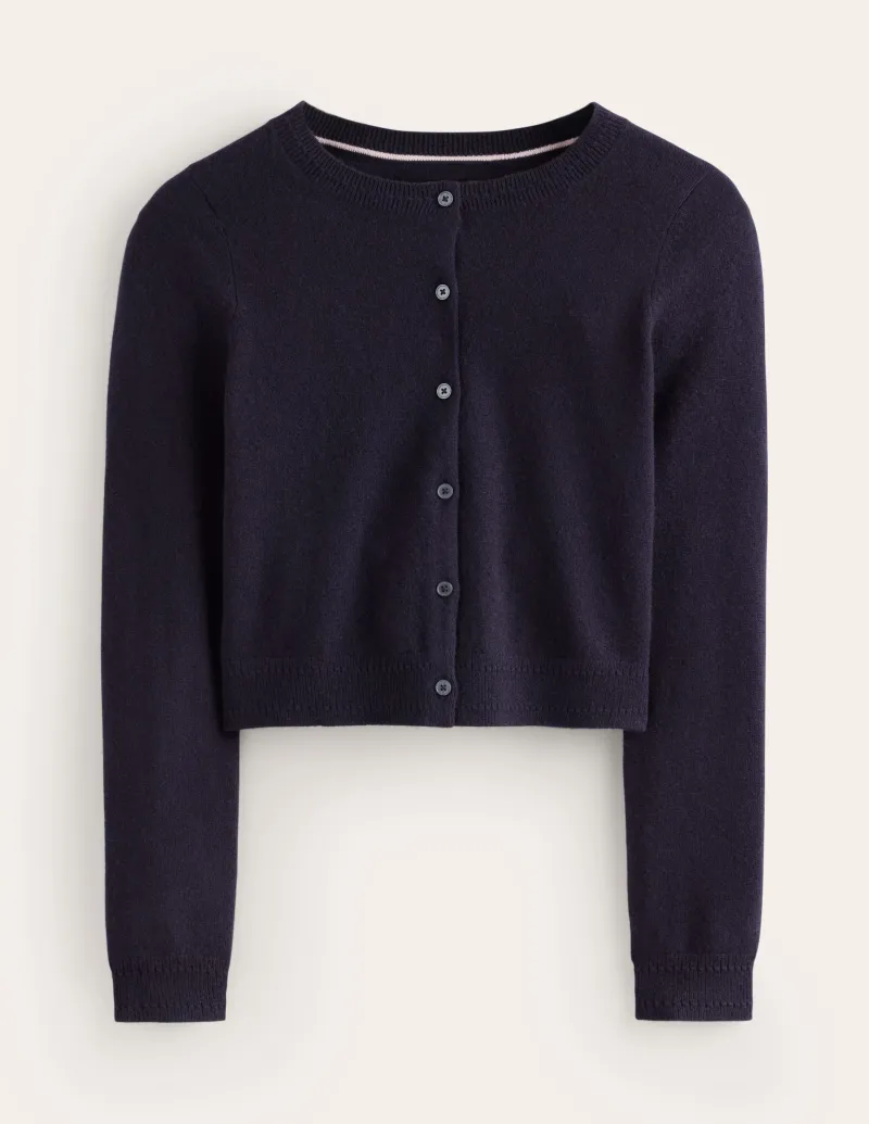 Pullover & Strickjacken | Boden Eva Verkürzte Strickjacke aus Kaschmir- Marineblau