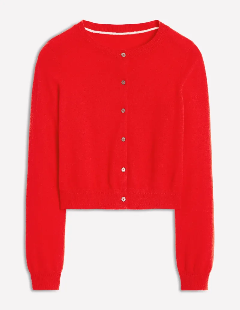 Pullover & Strickjacken | Boden Eva Verkürzte Strickjacke aus Kaschmir- Mohnblumenrot