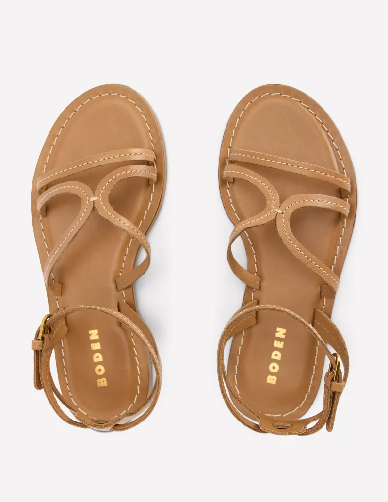 Flache Schuhe | Sandalen | Boden Flache Freizeit-Sandalen- Hellbraun