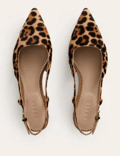 Flache Schuhe | Boden Flache Slingback-Sandalen-Mohair, Leopardenmuster Mohair,Leopardenmuster