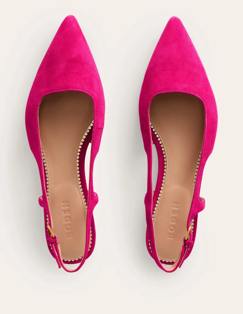 Flache Schuhe | Boden Flache Slingback-Sandalen-Rosa Pfau Ziegenwildleder RosaPfauZiegenwildleder