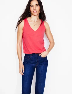 T-shirts & Tops | Oberteile | Boden Flammgarn-Top mit V-Ausschnitt- Kamelienrosa