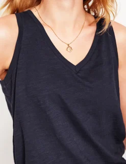 T-shirts & Tops | Oberteile | Boden Flammgarn-Top mit V-Ausschnitt- Marineblaue