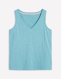 T-shirts & Tops | Oberteile | Boden Flammgarn-Top mit V-Ausschnitt- Enteneiblau