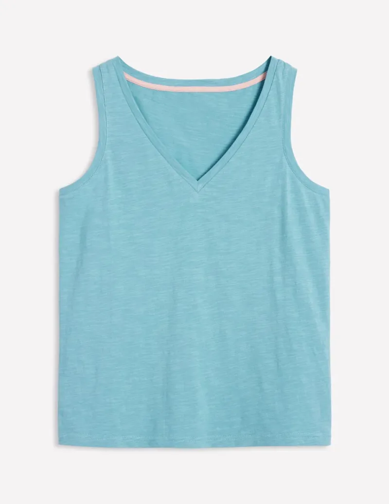 T-shirts & Tops | Oberteile | Boden Flammgarn-Top mit V-Ausschnitt- Enteneiblau