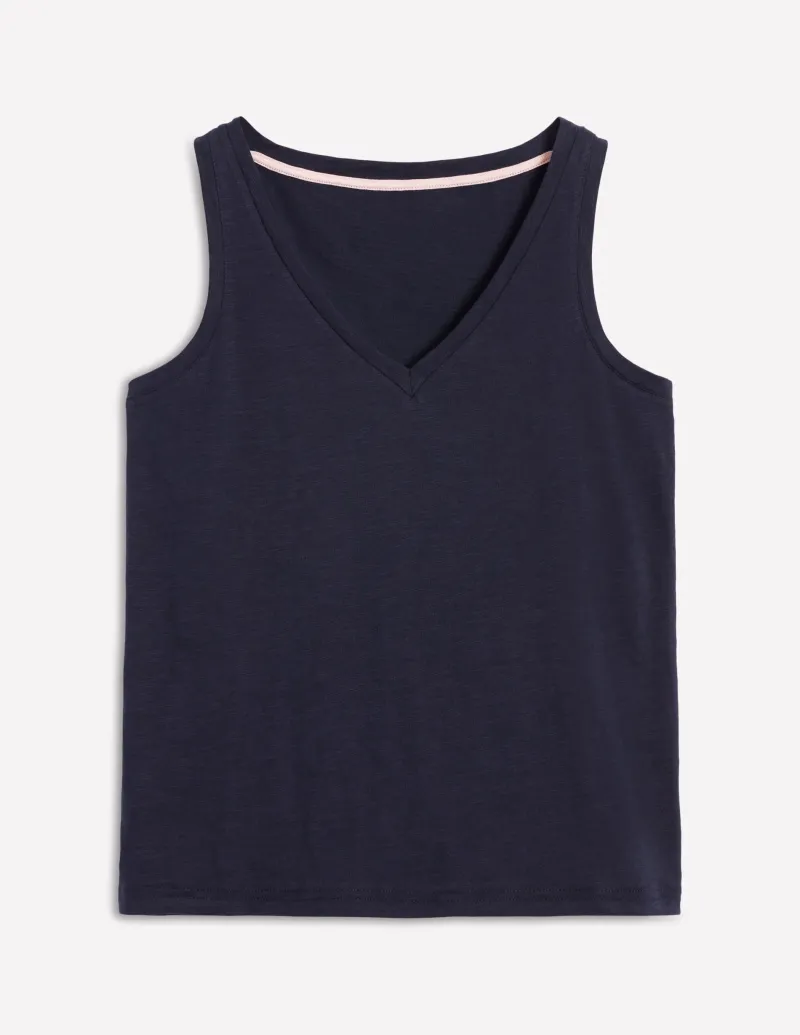T-shirts & Tops | Oberteile | Boden Flammgarn-Top mit V-Ausschnitt- Marineblaue