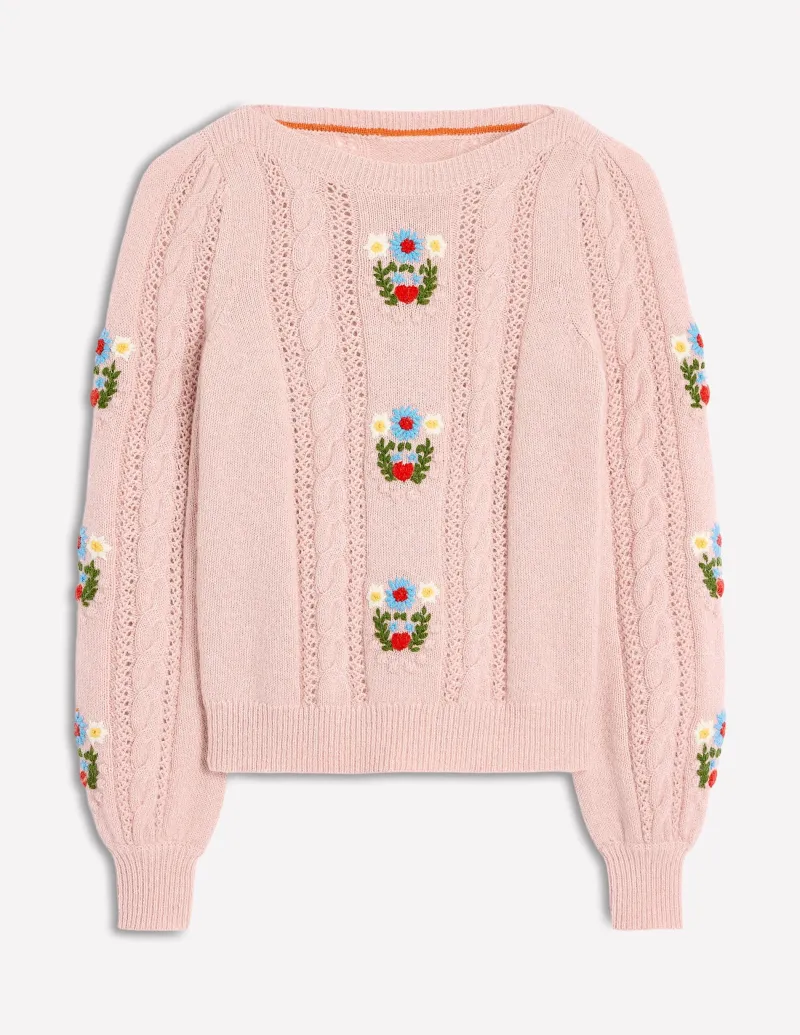 Pullover & Strickjacken | Boden Flauschiger Pullover mit Stickerei-Sanftes Lavendelrosa SanftesLavendelrosa