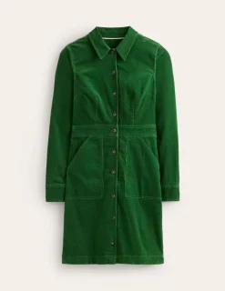 Kleider & Jumpsuits | Kleider In Petite | Boden Flora Hemdblusenkleid aus Cord- Dunkelgrün