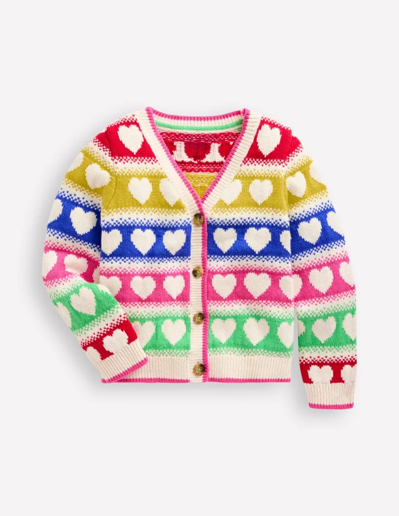 Pullover & Strickjacken | Boden Flora lustige Strickjacke mit V-Ausschnitt-Regenbogen Herzen RegenbogenHerzen
