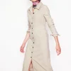 Kleider & Jumpsuits | Kleider In Petite | Boden Flora Midi-Hemdblusenkleid aus Cord-Mandel Pfirsich MandelPfirsich