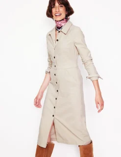 Kleider & Jumpsuits | Kleider In Petite | Boden Flora Midi-Hemdblusenkleid aus Cord-Mandel Pfirsich MandelPfirsich