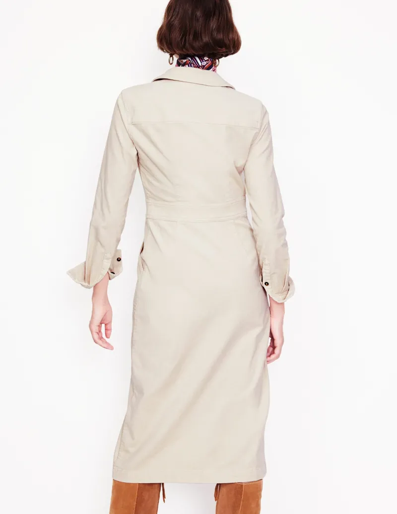Kleider & Jumpsuits | Kleider In Petite | Boden Flora Midi-Hemdblusenkleid aus Cord-Mandel Pfirsich MandelPfirsich