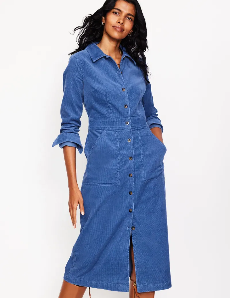 Kleider & Jumpsuits | Midi | Boden Flora Midi-Hemdblusenkleid aus Cord-Klassisches Marineblau KlassischesMarineblau