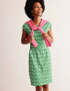 Kleider & Jumpsuits | Kleider In Petite | Boden Florrie Jerseykleid-Smaragdgrün, Motiv Falling Geo Smaragdgrün,MotivFallingGeo