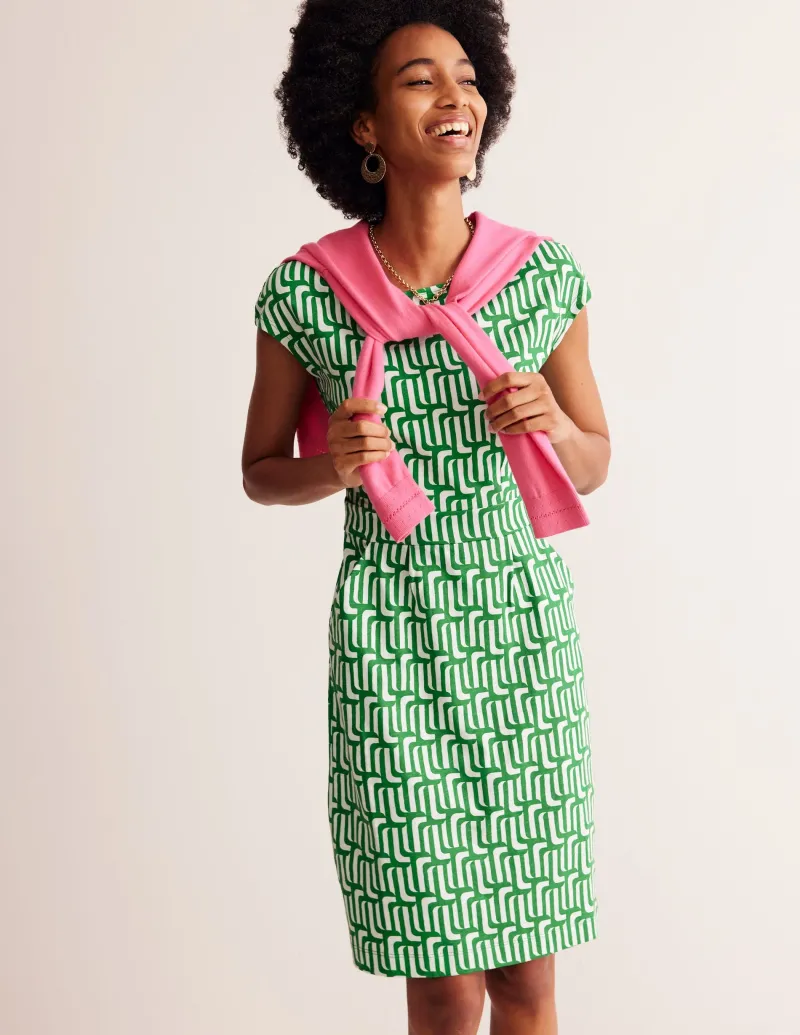 Kleider & Jumpsuits | Kleider In Petite | Boden Florrie Jerseykleid-Smaragdgrün, Motiv Falling Geo Smaragdgrün,MotivFallingGeo