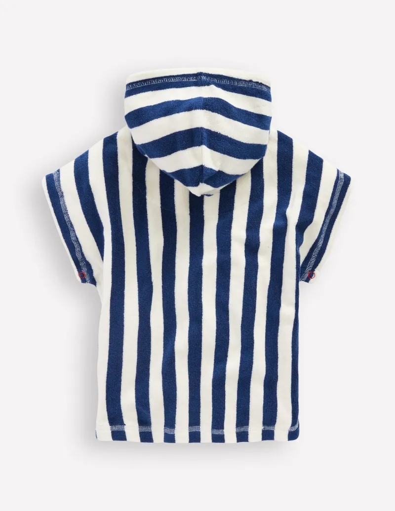 Bademode | Boden Frottee-Badeponcho mit Applikation-Saphirblau Möwen