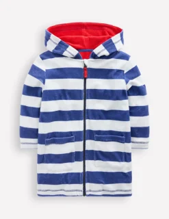 Bademode | Boden Frottee-Badeponcho mit Reißverschluss-Saphirblau Streifen SaphirblauStreifen