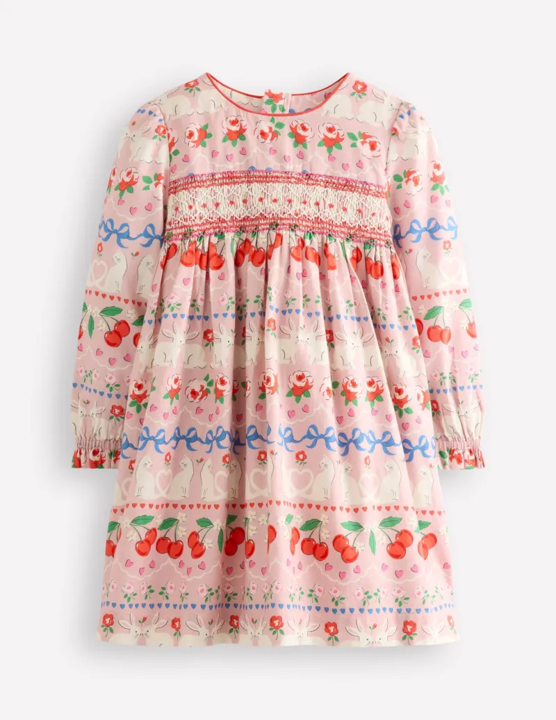 Kleider | Boden Gemütliches Kleid mit Smokdetail-Rosa Valentinstagshase RosaValentinstagshase