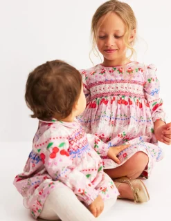 Kleider | Boden Gemütliches Kleid mit Smokdetail-Rosa Valentinstagshase RosaValentinstagshase