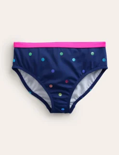 Bademode | Boden Gemusterte Bikinihose-Marineblau Regenbogen Konfetti Punkte MarineblauRegenbogenKonfettiPunkte