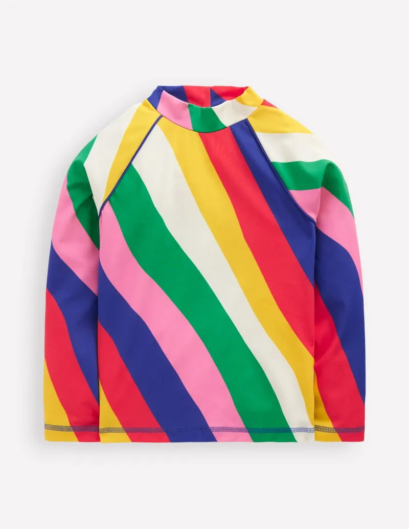 Bademode | Boden Gemustertes Badeshirt mit Sonnenschutz-Bunt Regenbogen Swirl-Motiv BuntRegenbogenSwirl-Motiv