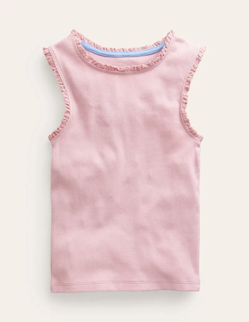 Oberteile & T-shirts | Boden Geripptes Top mit Spitzenbesatz-Artic Marl ArticMarl