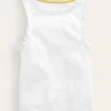 Oberteile & T-shirts | Boden Geripptes Top mit Spitzenbesatz- Weiß