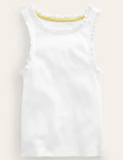 Oberteile & T-shirts | Boden Geripptes Top mit Spitzenbesatz- Weiß