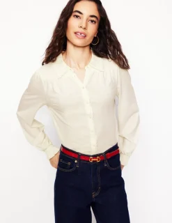 Hemden | T-shirts & Tops | Boden Gesmoktes Jerseyhemd-Ivory and Navy Spot IvoryandNavySpot