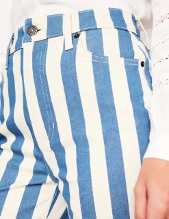 Jeans | Boden Gestreifte Jeans mit hohem Bund-Marineblau Breite Streifen MarineblauBreiteStreifen