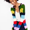 Pullover & Strickjacken | Boden Gestreifter Strickmantel aus Baumwollmischgewebe-Mohnblumenrot, Blau Bunt Mohnblumenrot,BlauBunt