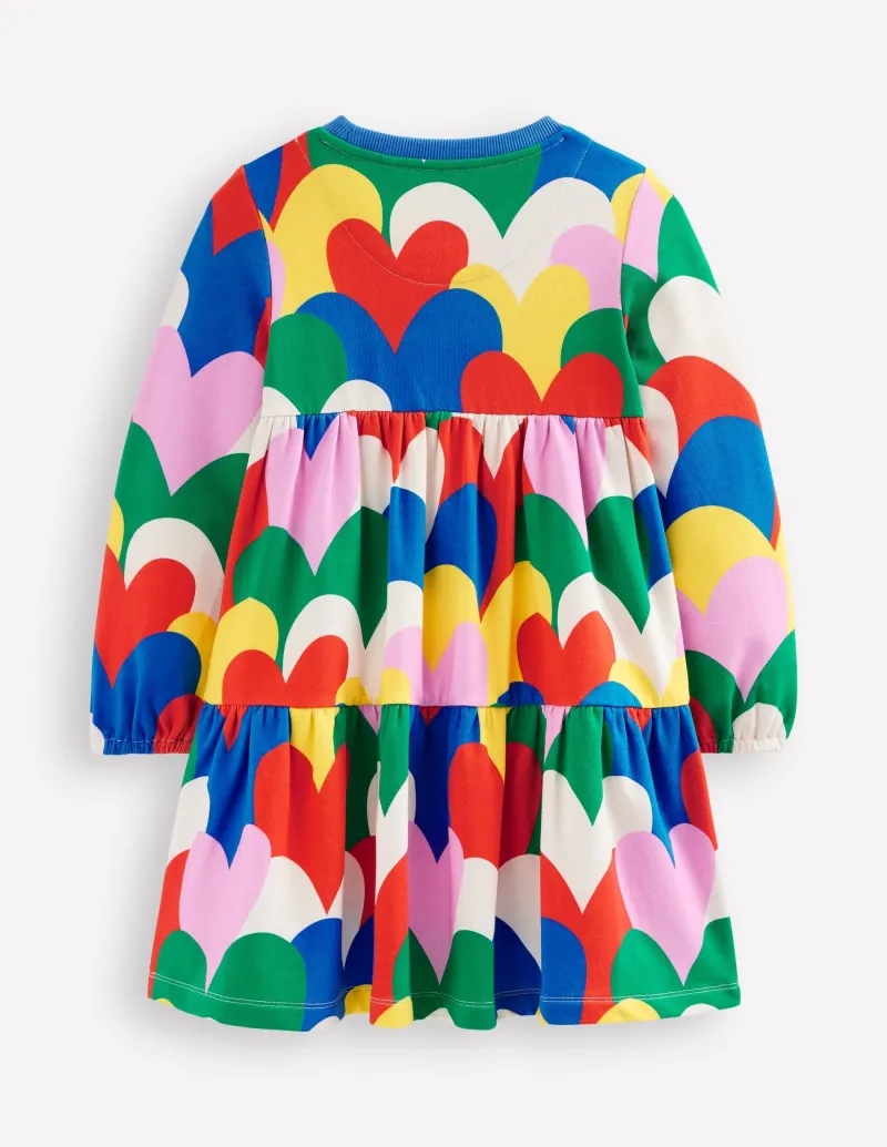 Kleider | Boden Gestuftes Sweatkleid-Bunt Collage Herzen BuntCollageHerzen