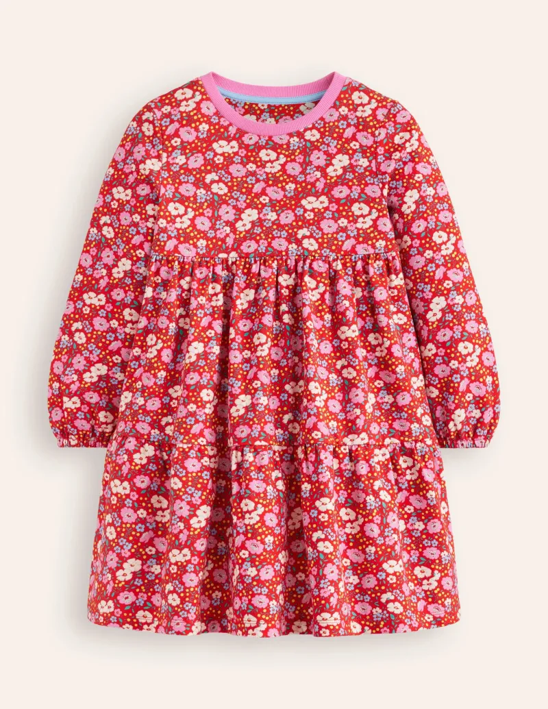 Kleider | Boden Gestuftes Sweatkleid-Leuchtendes Rot Blumenbeet LeuchtendesRotBlumenbeet