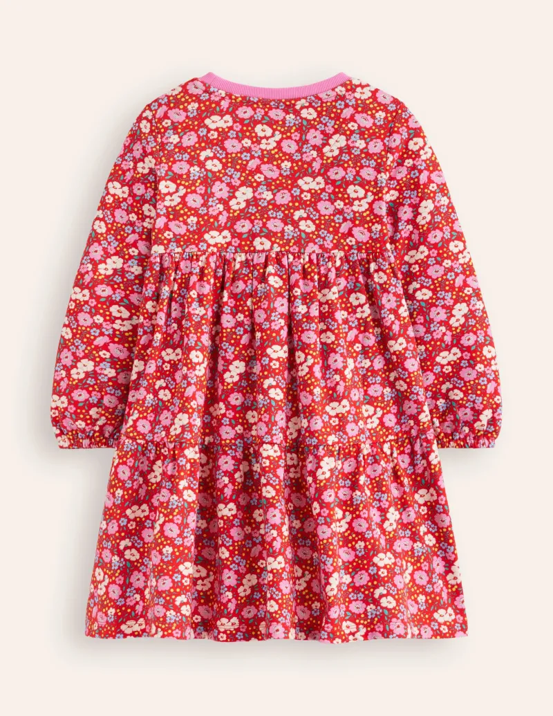 Kleider | Boden Gestuftes Sweatkleid-Leuchtendes Rot Blumenbeet LeuchtendesRotBlumenbeet