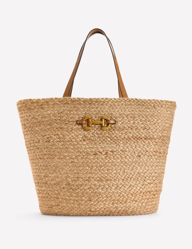 Handtaschen | Boden Gewebte Tragetasche mit Trensendetail- Beige