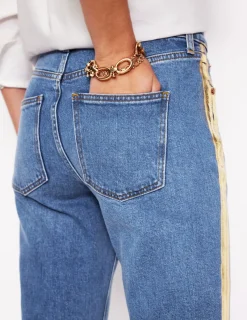 Jeans | Boden Girlfriend-Jeans-Metallic-Gold Seitenstreifen Metallic-GoldSeitenstreifen