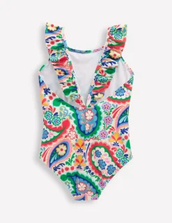 Bademode | Boden Hallie Badeanzug mit Rüschenträgern-Naturweiß Paisley NaturweißPaisley