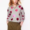 Oberteile | Nachtwäsche & Schlafanzüge | Boden Hannah Sweatshirt mit Print-Grau Meliert, Rosa Punkt GrauMeliert,RosaPunkt