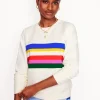 Nachtwäsche & Schlafanzüge | Oberteile | Boden Hannah Sweatshirt mit Print-Naturweiß, Bunt Streifen Naturweiß,BuntStreifen