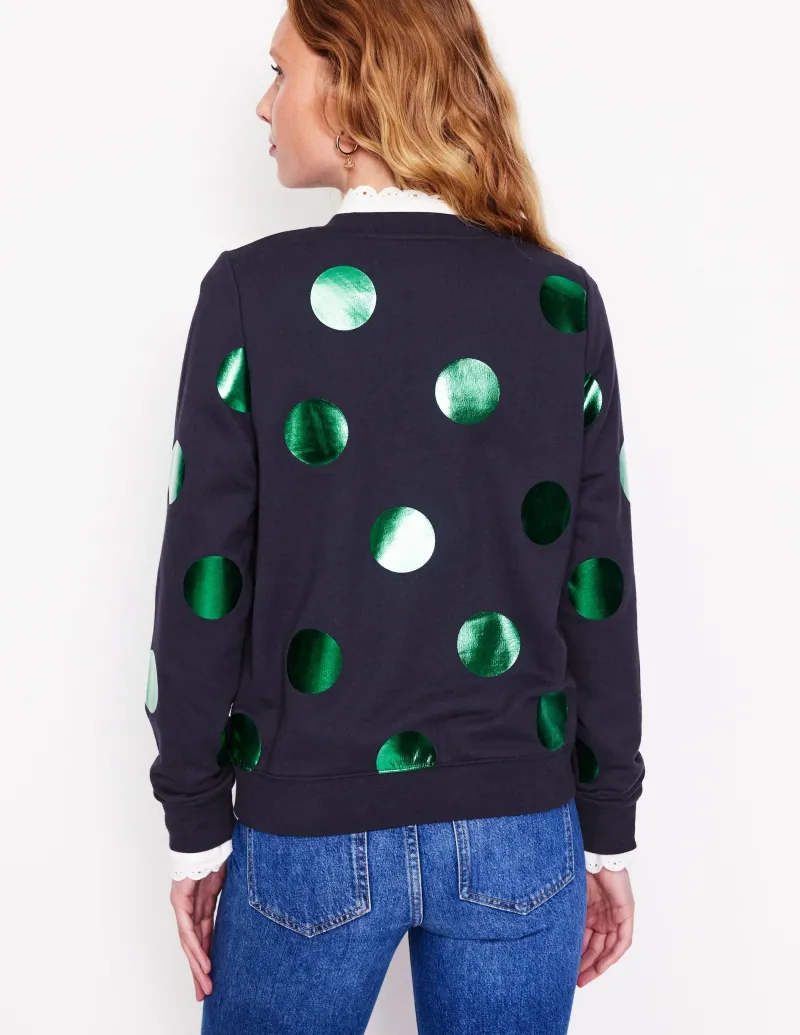 Oberteile | Nachtwäsche & Schlafanzüge | Boden Hannah Sweatshirt mit Print-Marineblau, Grün Punkte Marineblau,GrünPunkte