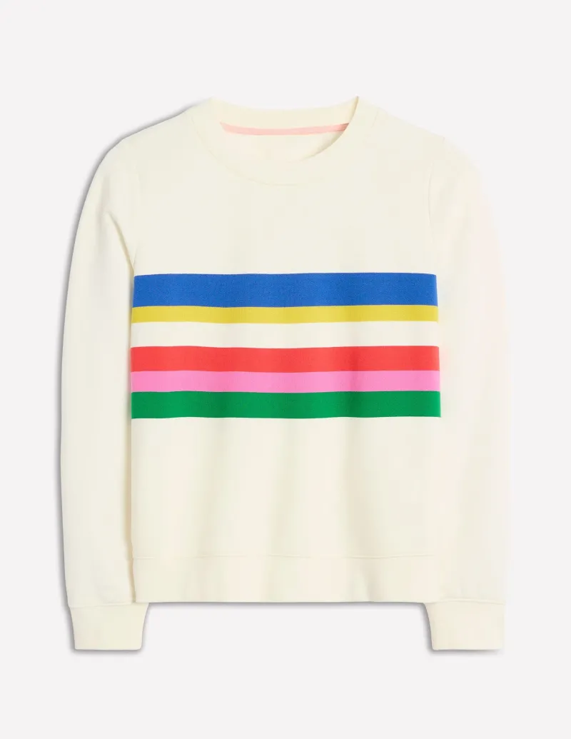 Nachtwäsche & Schlafanzüge | Oberteile | Boden Hannah Sweatshirt mit Print-Naturweiß, Bunt Streifen Naturweiß,BuntStreifen