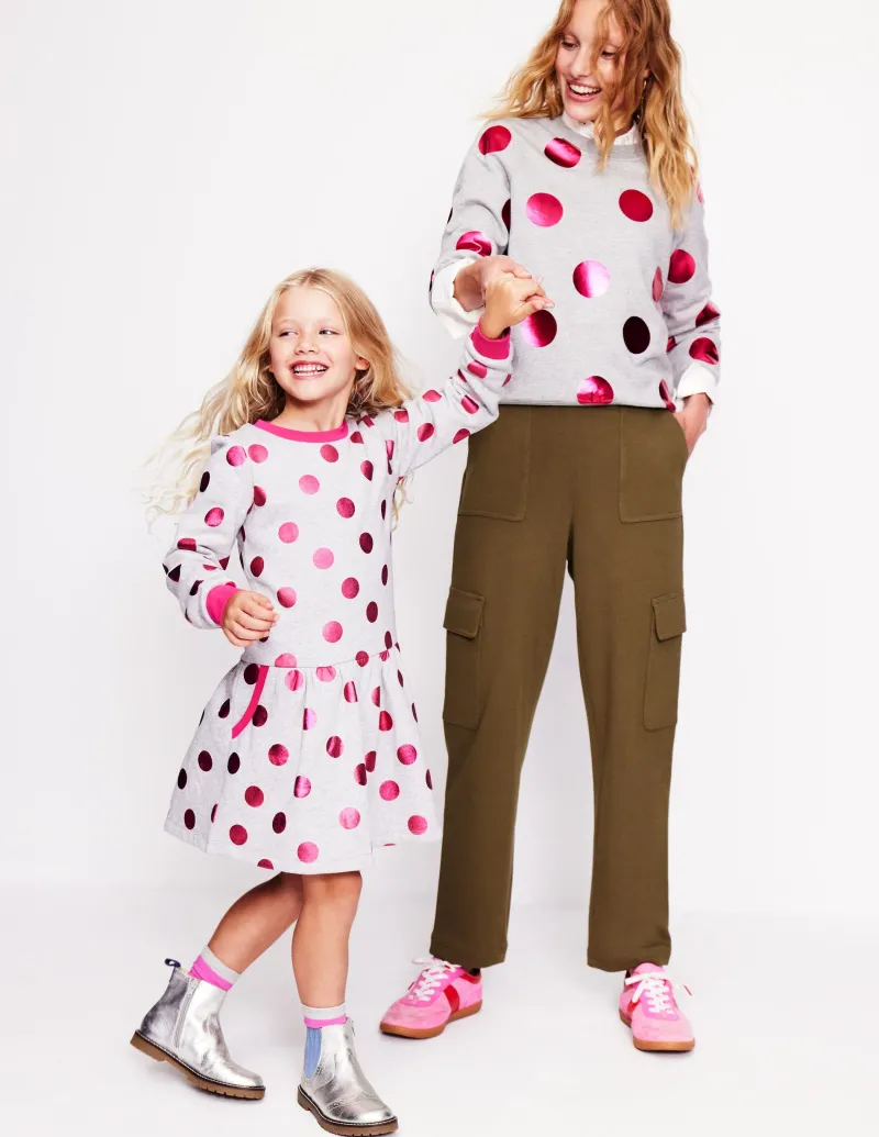 Oberteile | Nachtwäsche & Schlafanzüge | Boden Hannah Sweatshirt mit Print-Grau Meliert, Rosa Punkt GrauMeliert,RosaPunkt